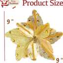 6 Pcs Vintage Gold Christmas Tree Decorations, 9" Large Christmas Flowers with Gem Glitter, Artificial Magnolia Poinsettia Flowers for Tree Wreath Garland Swag Vase Pot, Xmas Ornaments Decor Set (Glod)