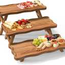 Acacia Wood 3 Tier Cupcake Stand, Serving Tray for Party, Foldable Dessert Table Display Set, Tiered Tray Decor for Party, Birthday, Wedding, Christmas