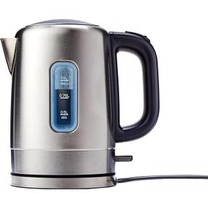 Basics Electric Stainless Steel Kettle for Tea and Coffee, BPAFree, Fast Boiling, Auto ShutOff, 1 Liter, 1500W, Black and Silver