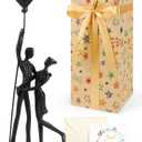 Wedding Gifts for Couples 2026, Romantic Couple Iron Sculpture 12in Handcrafted Passionate Love Metal Statue Decoration, Valentines Gifts for Her Wife Him, Anniversary for Women Men (Classic Black)