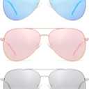 3 Pack Bifocal Reading Sunglasses for Women Men, Aviator Sun Readers Glasses Mirrored Shades UV400 +2.75