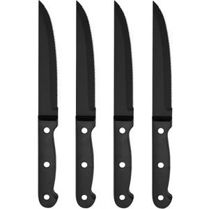 Kitchen Knife Set Piece with Block, High Carbon Stainless Steel, Built-in Sharpener4-Piece Steak Knives Set for Dining