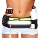 Running Light, 1000Lumens Running Belt Running Gear with 230Rechargeable Night Running Light for Phone Waist Bag Light with Water Bottle Holder Slim Running Belt for Runners Sports Jogging Walking (Black)