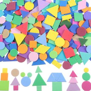 Sumind 1000 Pieces Foam Shape Stickers Self Adhesive Felt Shape for Kids Crafts Mini Arts and Crafts Geometric Foam Stickers Preschool Assorted Colors (Circle, Square, Triangle)