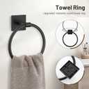 Lairuier 5 Pieces Bathroom Hardware Set Matte Black Towel Bar Set Includes 23.6” Towel Bar, Towel Ring Holder, Toilet Paper Holder and Two Towel Hooks, Bathroom Accessories Set SUS304 Wall Mounted