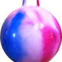 AppleRound Hippity Hoppity Hopball with Pump  Bouncy Exercise Ball with Handle for Teens & Adults, 28 Inch / 70 cm for Ages 13+, Cloud Colors (Red & Blue)