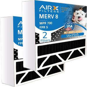AIRX FILTERS WICKED CLEAN AIR. 16x25x4 Air Filter Odor Eliminator Carbon Filter MERV 8 Compatible with Honeywell FC100A1029 EXPXXFIL0016 2 Pack