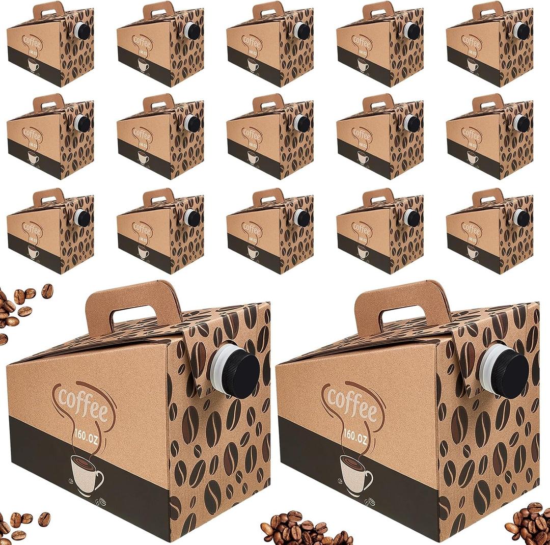 Dandat 30 Pack Disposable Coffee Dispenser Box 96 oz - Thick Hardboard Insulated Coffee to Go Container with Handle & Lids, Hot Cold Bulk Beverage Dispenser for Parties, Catering, Take Out
