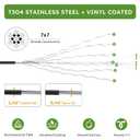Black Vinyl Coated Wire Rope 1/16", 328FT 304 Stainless Steel Cable with 150PCS Aluminum Crimping Loop Sleeves for String Light Cable, Clotheslines, Trellis and Light Picuture Hanging