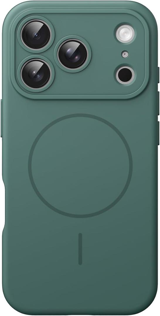 JETech Magnetic Silicone Case for iPhone 17 Pro Max, Compatible with MagSafe, Silky Soft Touch, Shock Absorbing Phone Cover with Camera Lens Protection (Midnight Green)