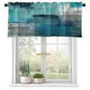 Turquoise and Grey Abstract Art Semi Sheer Window Valances - Rod Pocket, Short, Light Filtering Decor for Kitchen, Living Room, Bedroom - 42"x18"