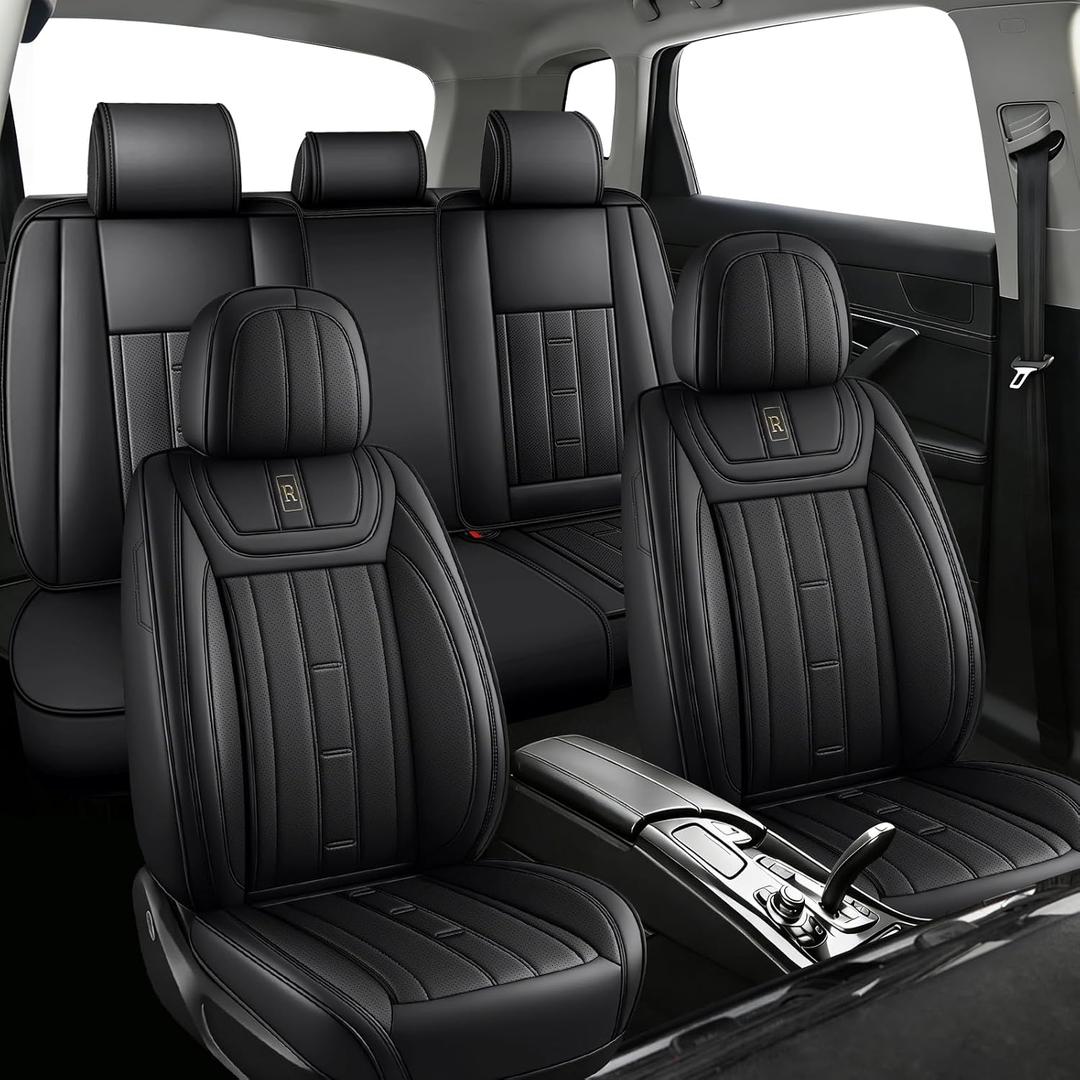 Full Set Car Seat Covers for Jeep Grand Cherokee 2000-2026 – Soft Leather Sseat Cover with Airbag Compatibility, Full Coverage & Easy Installation (Black)