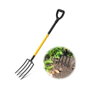 Pitch Fork, 4 Tine Heavy Duty Garden Fork with Ergonomic No-Slip D-Grip Handles, 45 Inches Long Handle Spading Fork, Perfect for Gardening Digging, Land Management, Yard work, Farming (Black)