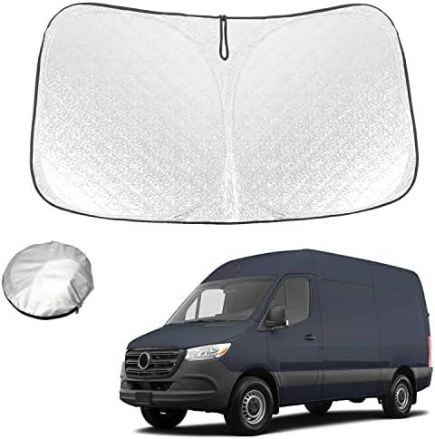 Thickest Foldable Windshield Sun Shade fit for Mercedes Benz Sprinter 2007-2025,Freightliner Cargo Crew Mercedes Sprinter Van Front Window Sunshade Sun Visor Cover Blocks UV Rays Keep Your Car Cooler