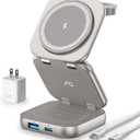 Wireless Charger for MagSafe, 5-in-1 Evolved Charging Stand, 15W Max Fast Portable Magnetic Station, Titanium Aluminum Foldable for iPhone 16/15/14/13 Series, Apple Watch, AirPods (with 35W Adapter)