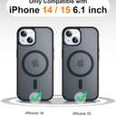 Designed for Magnetic iPhone 14 Case & iPhone 15 Case,[Compatible with MagSafe] [Military Grade Drop Protection] Slim Translucent Matte Shockproof with Anti-Fingerprint Phone Case 6.1"-Black