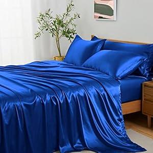 Entisn 4Pcs Twin XL Sheet Set with Body Pillow Cover, Silky Satin Luxury Bedding - 1 Fitted, 1 Flat, 2 Pillowcases
