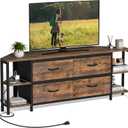 EXOTICA Corner TV Stands for Living Room with 4 Drawers and Power Outlet Industrial Corner Entertainment Centers for TVs up to 55 Inches Farmhouse Corner Console Table with 4 Open Storage for Bedroom, 55.12"lx15.35"wx19.96"h