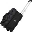 U.S.A. 19 inch Carry On Scalable Wheeled Rolling Duffel Bag Water Resistant Luggage Lightweight Travel Suitcase with Retractable Handle (Black), 19" Ready Luggage