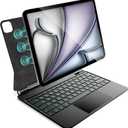 for iPad Air 13 inch case Keyboard M3 2025 & M2 2024,Magic Keyboard for iPad Pro 12.9 (6th,5th,4th,3rd Gen),Magnetic Attach,Multi-Gesture Trackpad,7-Color Backlit,Shortcut Keys,Black