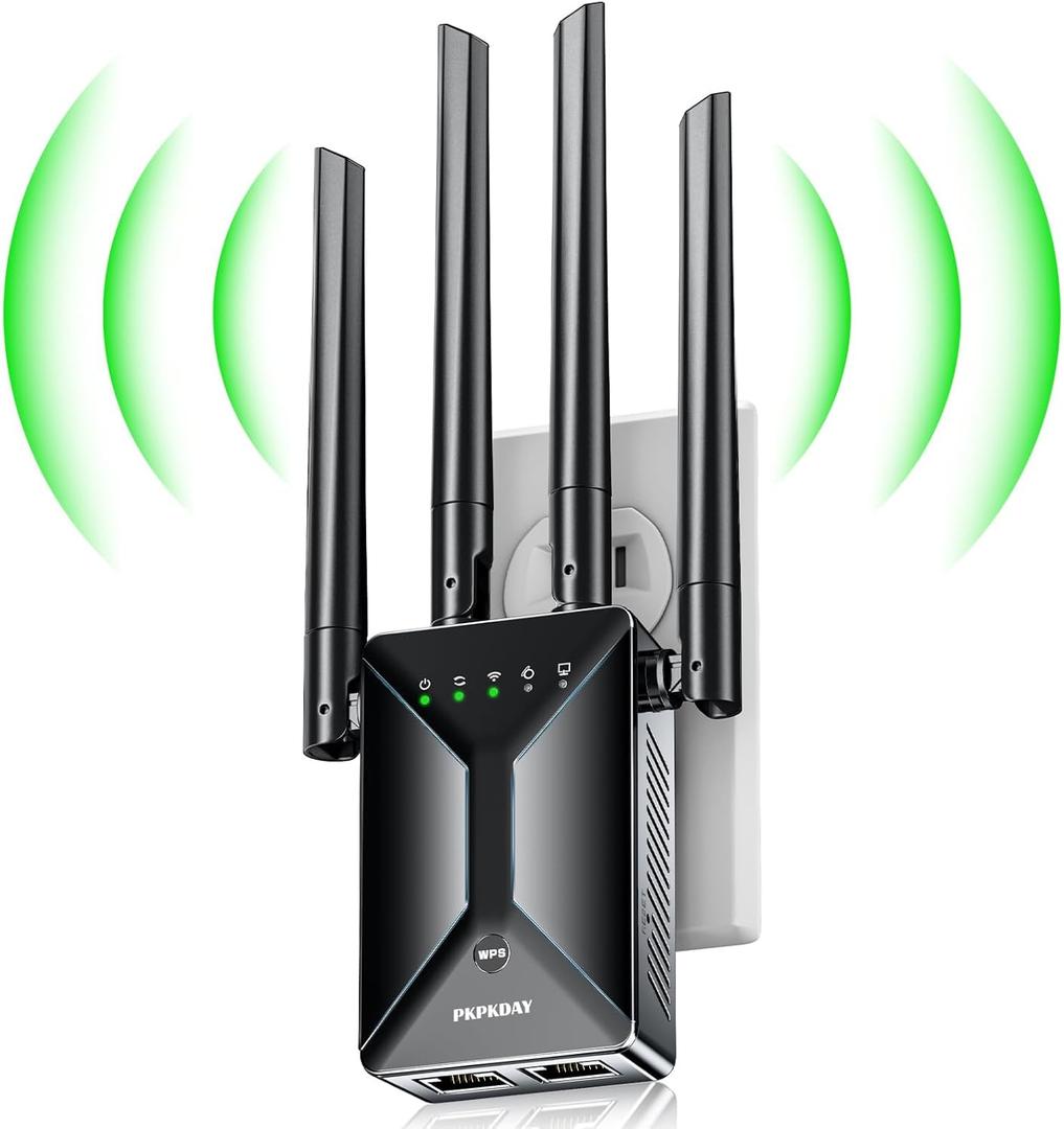 WiFi Extender Signal Booster for Home: Internet Repeater Long Range Covers Up to 50+ Devices and 9998 Sq.ft (Black)