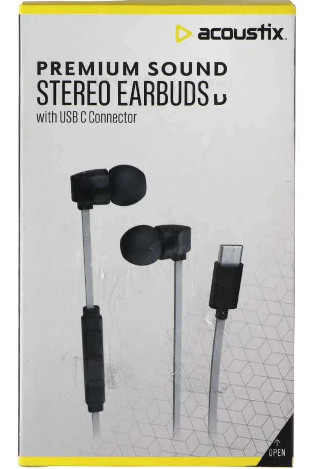 Acoustix Premium Sound Wired Stereo Earbuds with USB-C 