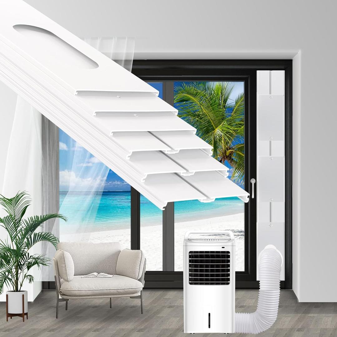 Portable Sliding Door Air Conditioner Kit, Adjustable AC Sliding Door Vent Kit 16.9 Inches - 90 Inches, with 2pack 3m seal, Suit for 5.1''/13cm Exhaust Hose