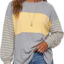 Womens Oversized Striped Shirts, Gray (XL)