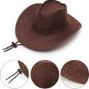 Unisex Cowgirl Hat Cowboy Hat Sun Hat Cowgirl Cap for Women Men Western Cowboy Halloween Cosplay Costume (Beige) Size: 7 1/4