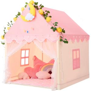 Wilwolfer Kid Tent with Mat, Star Lights - Kids Play Tents for Toddlers Kids Tents Indoor Playhouse - Princess Tent for Girls Toy House Gift (Pink with Mesh) Wilwolfer Kid Tent with Mat, Star Lights - Kids Play Tents for Toddlers Kids Tents Indoor Playhouse - Princess Tent for Girls Toy House Gift (Pink with Mesh)