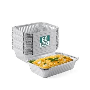 NEEBAKE 60 Pack 8x6 Disposable Aluminum Pans Aluminum-Foil-Pans-Tin-Foil-Baking-Pans-Tin-Trays-Food-Containers-for-Meal-Prep-Cooking-Roasting-Heating