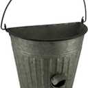 Galvanized Ribbed Metal Hanging Bucket Planter and Bird House