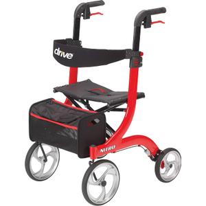 Drive Medical RTL10266 Nitro Euro-Style 4-Wheel Rollator Walker With Seat, Red