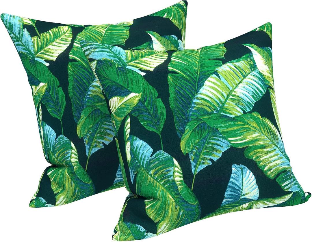 LVTXIII 2 Pack Outdoor Throw Pillow Covers for Patio Furniture, 16x16 Inch Square Pillow Case, Water-Repellent Cushion Covers for Garden, Porch, Sofa, Hanalei Lagoon