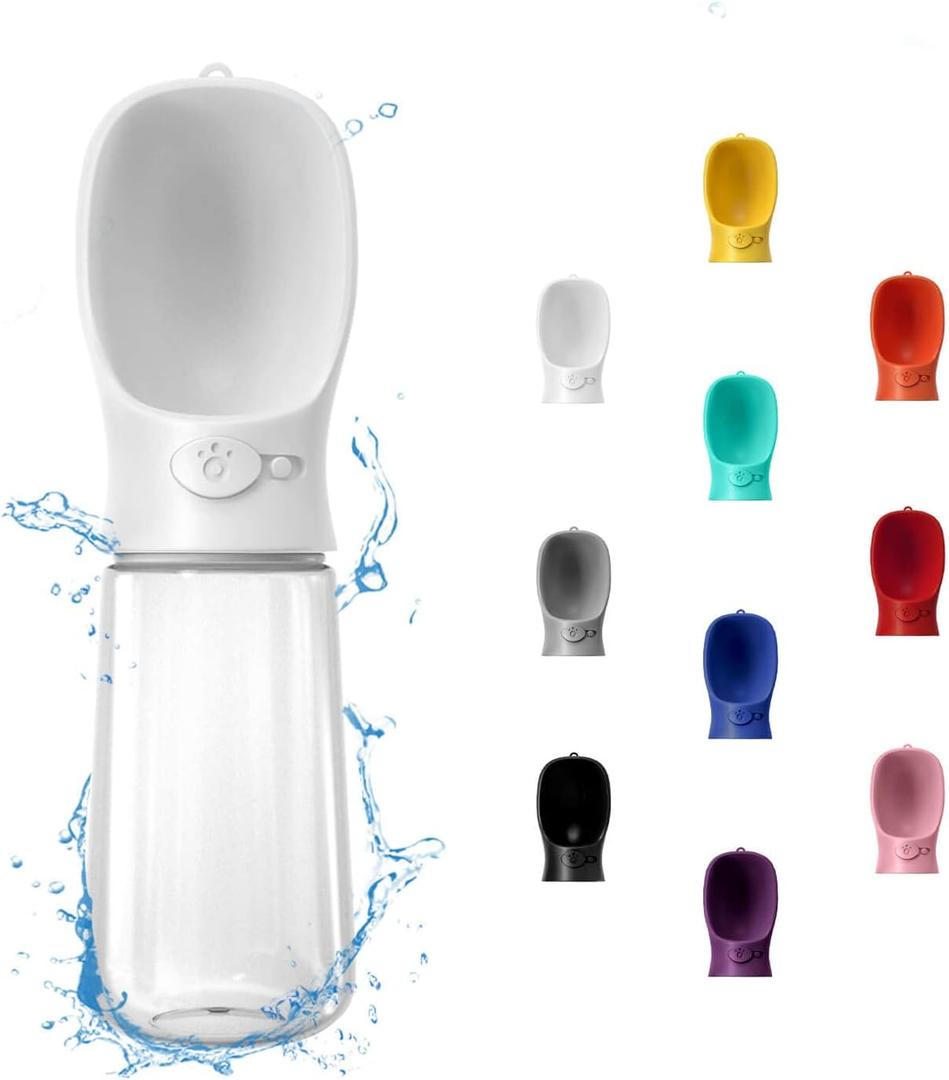 WePet Portable Dog Water Bottle, 19 OZ, Leak Proof Puppy Water Dispenser with Drinking Feeder for Pets Outdoor Walking, Hiking, Travel, Food Grade Plastic (#02 White)