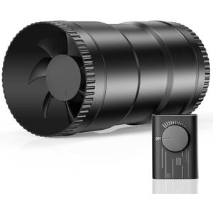 Hon & Guan 4 Inch Inline Duct Fan with Upgrade Controller - 130 CFM Airflow with 6W Ultra-Low Power and Low Noise