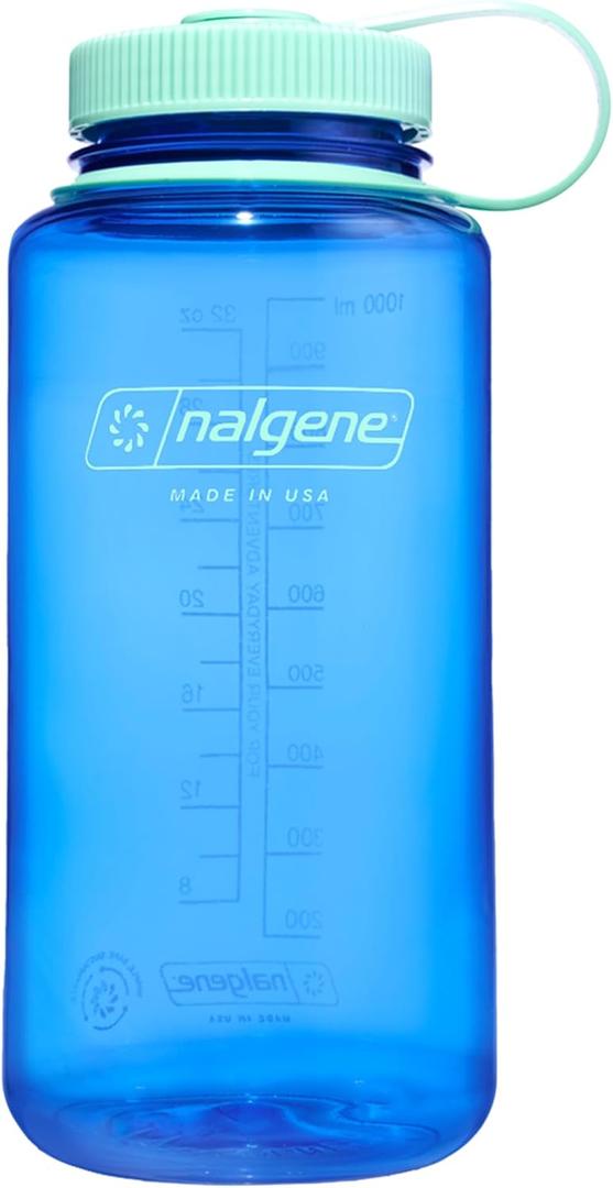 Nalgene 32 oz Wide Mouth Water Bottle | BPA-Free, Durable & Leak Proof, Lightweight Bottle for Hiking & Gym, Work & Travel (Cornflower Blue)