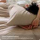 Bedsure Striped Duvet Cover Queen, 100% Washed Cotton Duvet Cover LinenLike, PureWoven with Reversible YarnDyed Design & DoubleStitch Craft, 3-Piece with Zipper, Stripes Light Brown, 90"x90"