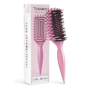 Curly Hair Brush,Curl Defining Brush for Effortlessly Defined Curls & Waves,Vented Hair Brush for Wet & Dry Hair,Women and Men,Reduces Frizz (Pink)