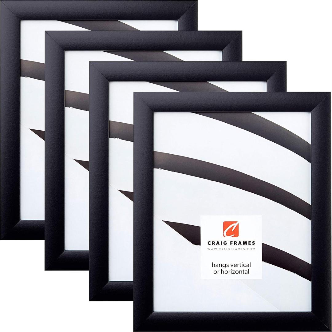 Craig Frames 18x24 Black Picture Frame Set of 4, 1" Smooth Wrap Finish