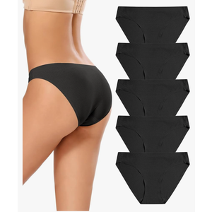 voenxe Women Bikini Underwear,Seamless Breathable Ladies Panties,No Show Comfortable Briefs Undies for Women, Hipster, 5-Pack L