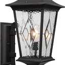 Outdoor Wall Lanterns Exterior Waterproof Wall Sconce Light Fixture 29.3 Inch Large Outdoor Porch Light with Water Ripple Glas for Garage Patio and Doorway Black Finish