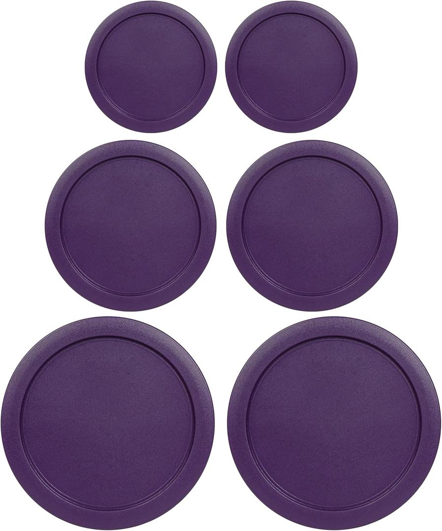 Replacement Lids for Pyrex Containers Round Glass Food Plastic (2) 2-Cup (2) 4-Cup (2) 7-Cup (Purple)