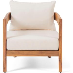 Brooklyn Outdoor Club Chair with Cushions - Acacia Wood - Teak/Beige