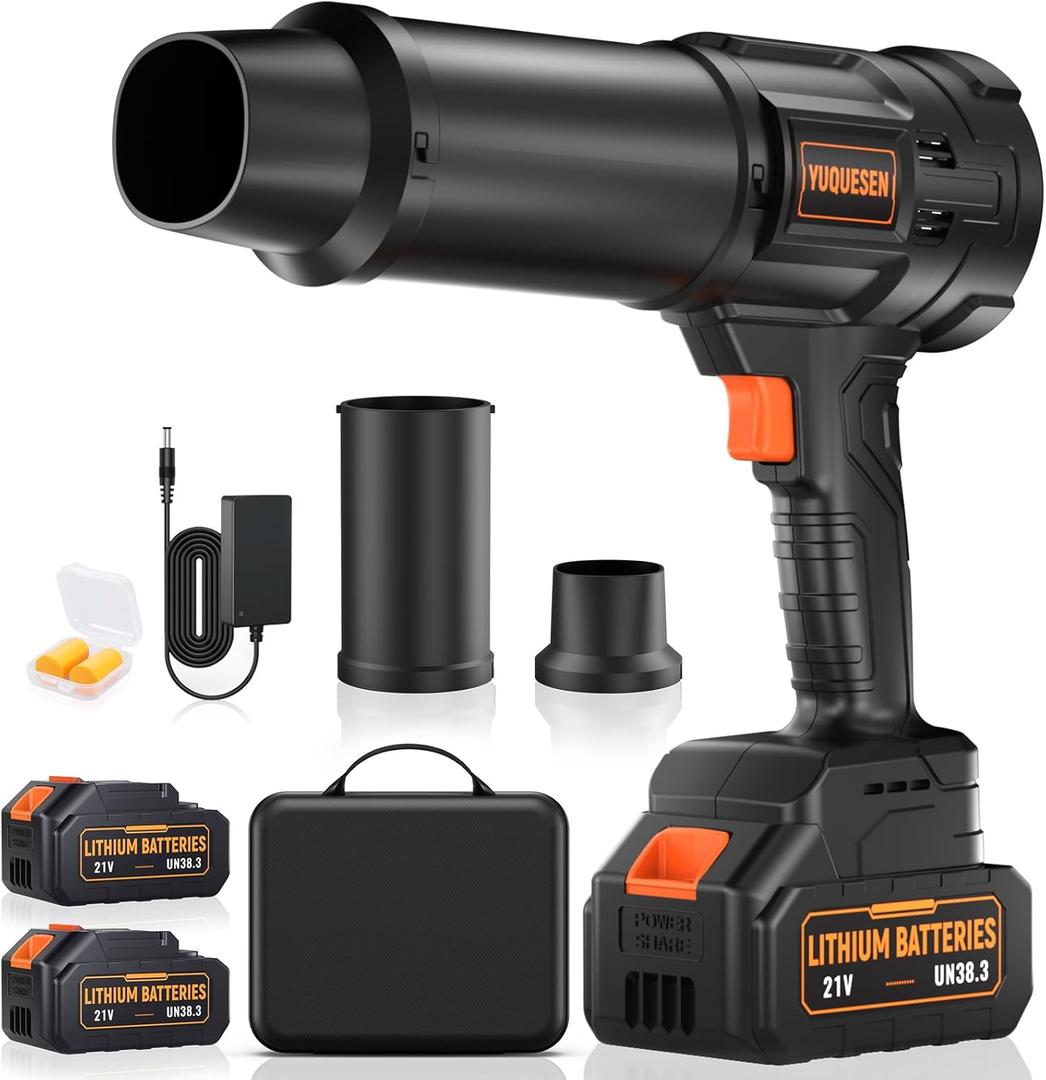 990,000 RPM Cordless Leaf Blower - 21V Electric Handheld Leaf Blower with 24.0Ah Batteries & Fast Charger - Lightweight for Patio, Lawn, Yard, Deck Cleaning - Sooty