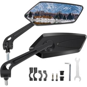 Pair Of Bike Mirrors, Bike Mirrors For Handlebars, 360-Degree Rotating Rear View Glass Lens, Safe Riding Mirrors, Scratch-Resistant Glass Lens, Universal Fitting Accessories