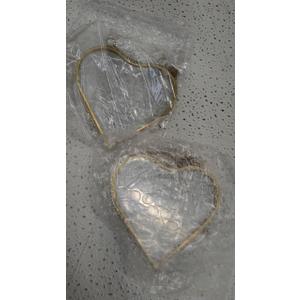 4 Pcs Glass Pressed Flower Frame Hanging Double Glass Pressed Flowers Modern Heart Picture Geometric Clear Floating Frames for Home DIY Wall Decor (4 x 4 Inch, Gold)