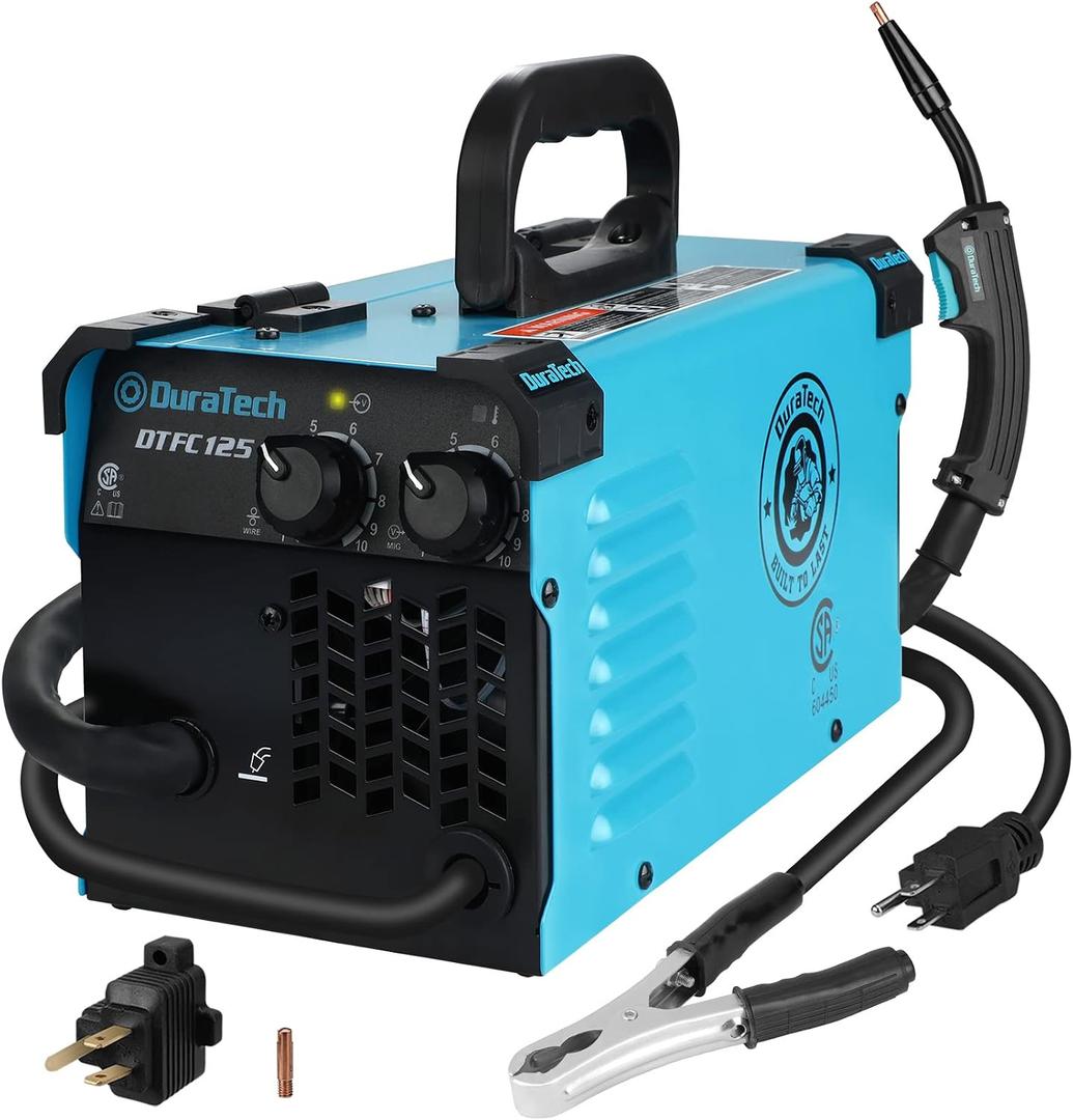 DURATECH 125A MIG Welder, 120V Flux Core Welder Gasless Welding Kit with Wire Feed, Welding Gun and 15A to 20A Plug Adapter, Portable Welding Machine IGBT Inverter Welder for DIY,Home Repair,Small Job