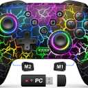 Gammeefy Switch 2 Controller, Wireless Switch Pro Controller for Nintendo Switch/Lite/OLED, 9 Color Adjustable LED Switch Remote Compatible with Windows PC/Android/IOS with Bluetooth receiver