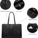 LOVEVOOK Laptop Tote Bag for Women 15.6 Inch Waterproof Leather Computer Bags Business Office Work Briefcase Black